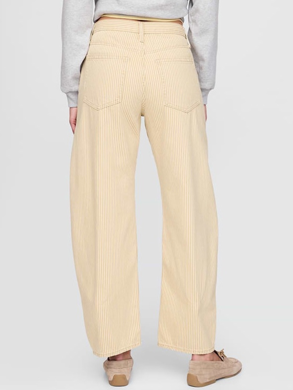 GAP High Rise Khaki Stripe Barrel Jeans - Picture 4 of 9